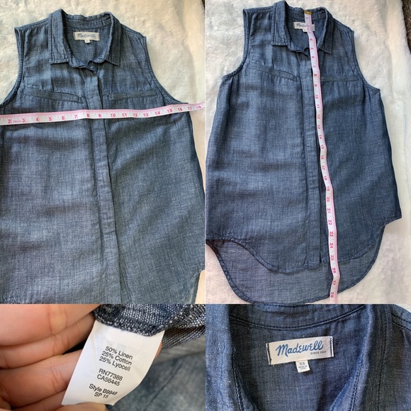 Madewell Sleeveless Chambray Top XS - Picture 4 of 8